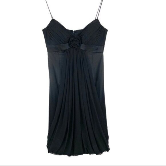 Rickie Freeman Teri Jon Babydoll Rosette Dress in Black - Picture 1 of 4